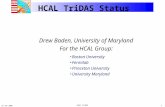 21-Jun-2005 HCAL TriDAS 1 HCAL TriDAS Status Drew Baden, University of Maryland For the HCAL Group: Boston University Fermilab Princeton University University.