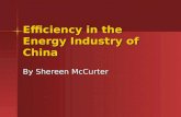 Efficiency in the Energy Industry of China By Shereen McCurter.