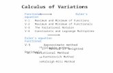 Calculus of Variations Functional Euler’s equation V-1 Maximum and Minimum of Functions V-2 Maximum and Minimum of Functionals V-3 The Variational Notaion.