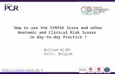 How to use the SYNTAX Score and other Anatomic and Clinical Risk Scores in day-to-day Practice ? William WIJNS Aalst, Belgium ://cardio-aalst.be.