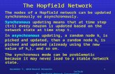 December 7, 2010Neural Networks Lecture 21: Hopfield Network Convergence 1 The Hopfield Network The nodes of a Hopfield network can be updated synchronously.
