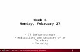 R. Ching, Ph.D. MIS Area California State University, Sacramento 1 Week 6 Monday, February 27 IT InfrastructureIT Infrastructure Reliability and Security.