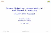 I-1 17 May 2004 ICASSP Tutorial Sensor Networks, Aeroacoustics, and Signal Processing ICASSP 2004 Tutorial Brian M. Sadler Richard J. Kozick 17 May 2004.
