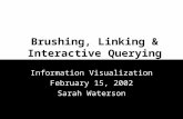 Brushing, Linking & Interactive Querying Information Visualization February 15, 2002 Sarah Waterson.