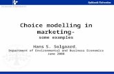 Choice modelling in marketing- some examples Hans S. Solgaard, Department of Environmental and Business Economics June 2008.