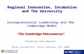 Regional Innovation, Incubation and The University Entrepreneurial Leadership and The Cambridge Model “The Cambridge Phenomenon” Professor Alan Barrell.