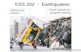 ESS 202 - Earthquakes Check website for assigned reading Press, 18-19 Attend your section.