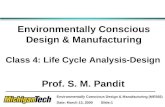 Environmentally Conscious Design & Manufacturing (ME592) Date: March 13, 2000 Slide:1 Environmentally Conscious Design & Manufacturing Class 4: Life Cycle.
