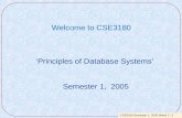 CSE3180 Semester 1, 2005 Week 1 / 1 Welcome to CSE3180 ‘Principles of Database Systems’ Semester 1, 2005.