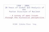 1984 – 2004: 20 Years of Global QCD Analysis of the Parton Structure of Nucleon – A survey of open issues through the historical perspective DIS04Strbske.
