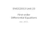 ENGG2013 Unit 23 First-order Differential Equations Apr, 2011.