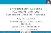 2006.09.05 - SLIDE 1IS 257 - Fall 2006 Information Systems Planning and the Database Design Process Ray R. Larson University of California, Berkeley School.