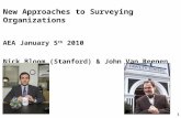 1 New Approaches to Surveying Organizations AEA January 5 th 2010 Nick Bloom (Stanford) & John Van Reenen (LSE)