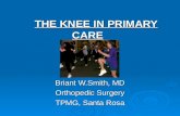 THE KNEE IN PRIMARY CARE THE KNEE IN PRIMARY CARE Briant W.Smith, MD Orthopedic Surgery TPMG, Santa Rosa.