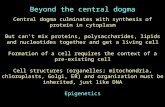 Beyond the central dogma Central dogma culminates with synthesis of protein in cytoplasm But can’t mix proteins, polysaccharides, lipids and nucleotides.