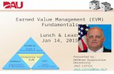 1 Earned Value Management (EVM) Fundamentals Lunch & Learn Jan 14, 2015 TECHNICAL Scope & Performance Goals Integrating Tool EVM SCHEDULE Constraints &