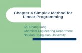 Chapter 4 Simplex Method for Linear Programming Shi-Shang Jang Chemical Engineering Department National Tsing-Hua University.