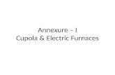 Annexure – I Cupola & Electric Furnaces. Cupola The selection of the melting unit depends on 1) The temperature required to melt the alloy. 2) Quantity.
