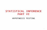 STATISTICAL INFERENCE PART VI HYPOTHESIS TESTING 1.