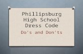 Phillipsburg High School Dress Code Do’s and Don’ts.