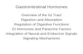 Gastrointestinal Hormones Overview of the GI Tract Digestion and Absorption Regulation of Digestive Functions GI Hormones and Paracrine Factors Integration.