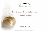 Business Intelligence Lessons Learned October 21, 2005.