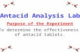 Antacid Analysis Lab Purpose of the Experiment To determine the effectiveness of antacid tablets.