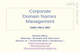 Dublin, May 2, 2003 Corporate Domain Names Management Dublin, May 2, 2003 Etienne Wéry, Attorney - Brussels and Paris bars Teacher at « Université Paris.