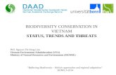 BIODIVERSITY CONSERVATION IN VIETNAM STATUS, TRENDS AND THREATS PhD. Nguyen Thi Hong Lieu Vietnam Environment Administration (VEA) Ministry of Natural.