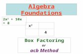Algebra Foundations Box Factoring or acb Method 2x 2 + 10x + 8 x2x2 4.