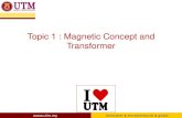 Topic 1 : Magnetic Concept and Transformer. Introduction  Two winding transformers  Construction and principles  Equivalent circuit  Determination.