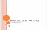 T HE B ASICS OF APA S TYLE Sixth Edition. W RITING IN APA S TYLE APA stands for the American Psychological Association and this writing style was first.