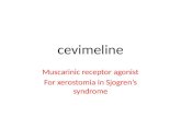Cevimeline Muscarinic receptor agonist For xerostomia in Sjogren’s syndrome.
