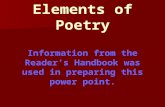 Elements of Poetry Information from the Reader’s Handbook was used in preparing this power point.