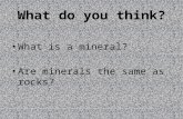 What do you think? What is a mineral? Are minerals the same as rocks?
