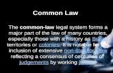 Common Law The common-law legal system forms a major part of the law of many countries, especially those with a history as British territories or colonies.