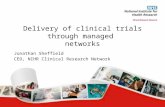 Delivery of clinical trials through managed networks Jonathan Sheffield CEO, NIHR Clinical Research Network.