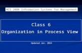 Class 6 Organization in Process View MIS 2000 Information Systems for Management Updated Jan. 2014.