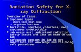 Radiation Safety for X-ray Diffraction Overview of Issue: Exposure types –Short-term high-dose –Long-term low-dose Invisible, odorless colorless; most.