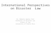 International Perspectives on Disaster Law Dr. Roberto Aponte Toro Professor of Disaster Law School of Law University of Puerto Rico.