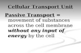 Cellular Transport Unit Passive Transport = movement of substances across the cell membrane without any input of energy by the cell.