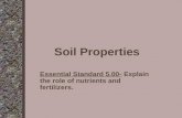 Soil Properties Essential Standard 5.00- Explain the role of nutrients and fertilizers.
