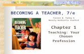 BECOMING A TEACHER, 7/e Forrest W. Parkay & Beverly Hardcastle Stanford Chapter 1 Teaching: Your Chosen Profession.
