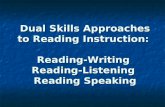 Dual Skills Approaches to Reading Instruction: Reading-Writing Reading-Listening Reading Speaking.