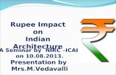 A Seminar by NIRC –ICAI on 10.08.2013. Presentation by Mrs.M.Vedavalli Rupee Impact on Indian Architecture.