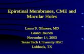 Epiretinal Membranes, CME and Macular Holes Laura S. Gilmore, MD Grand Rounds November 14, 2003 Texas Tech University HSC Lubbock, TX.