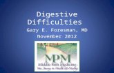 Digestive Difficulties Gary E. Foresman, MD November 2012.