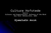 Culture Hofstede Source: Cultures and Organizations: Software of the Mind New York: MCGraw-Hill, 2005 Djamaludin Ancok.