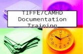 TIFFE/CAMHD Documentation Training. GOALS To ensure clinicians are adherent to CAMHD/TIFFE documentation requirements (i.e., format, timeline, structure,