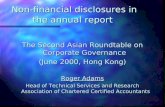 Non-financial disclosures in the annual report The Second Asian Roundtable on Corporate Governance (June 2000, Hong Kong) Roger Adams Head of Technical.